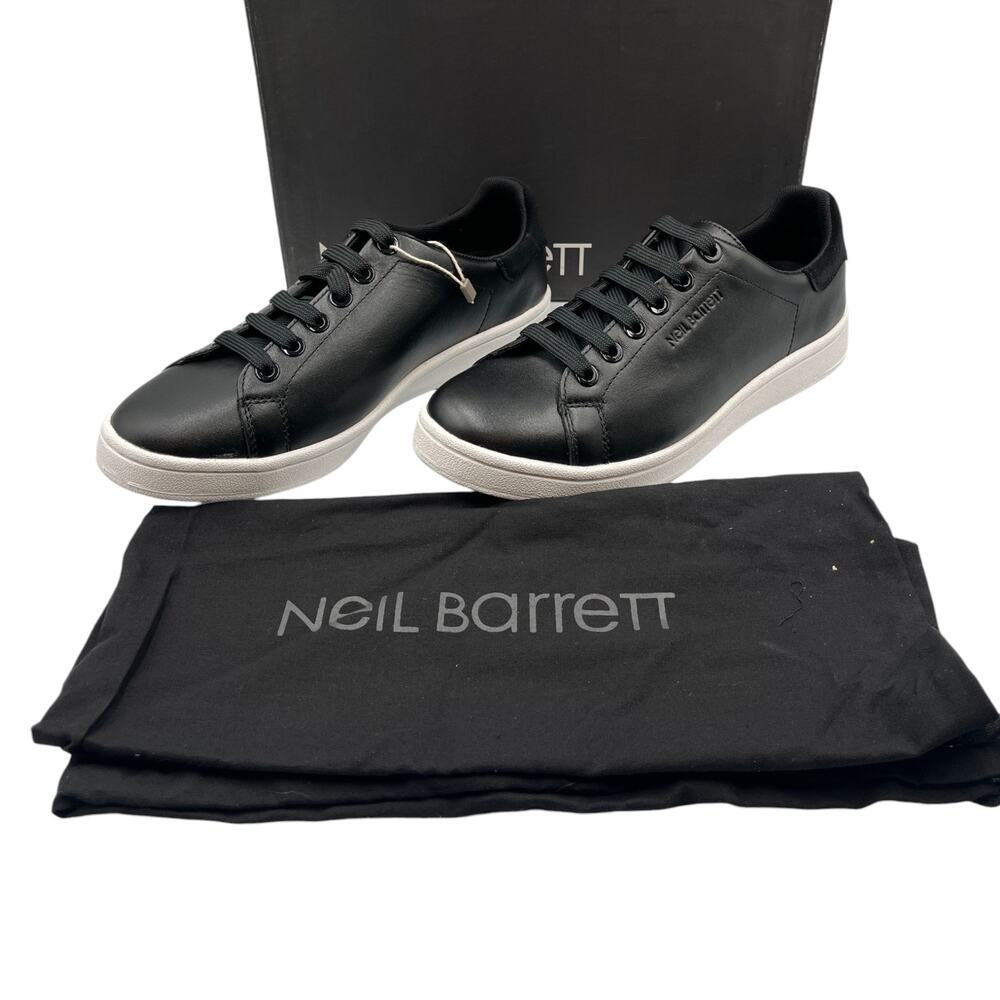 Neil Barrett Leather Low Top Sneakers Black Size EU 38 US 8